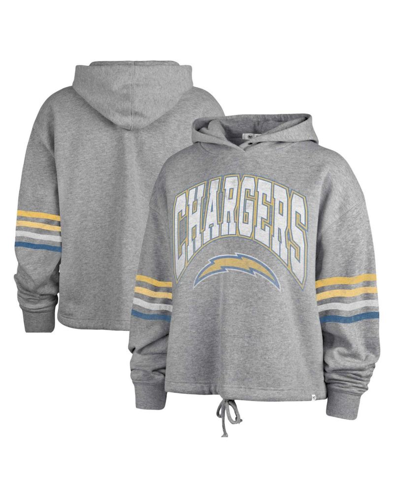 Women's Heather Gray Distressed Los Angeles Chargers Upland Bennett Pullover Hoodie