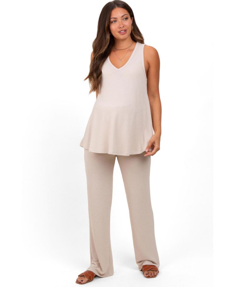 Women's Rib Knit Tank and Pant Set