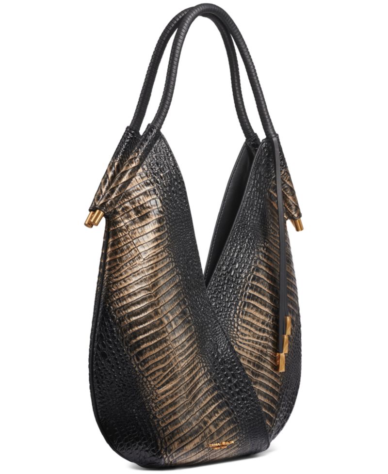 Baldwin Metallic Croco Medium Shoulder Handbag