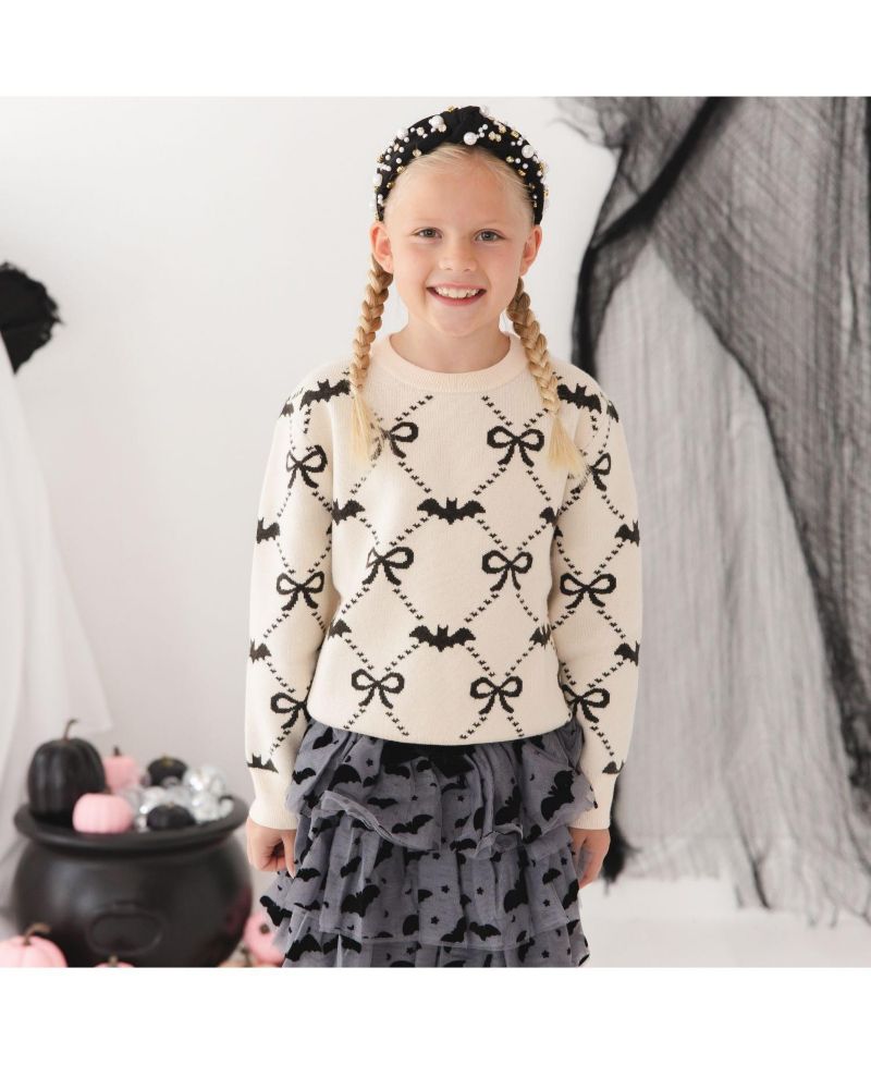Baby Girls 6M-24M Bat Trellis Halloween Sweater