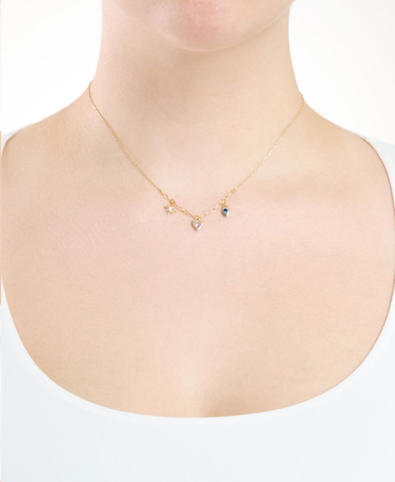 Cubic Zirconia Starburst Necklace (0.12 ct. t.w.) in 14k Gold Over Sterling Silver