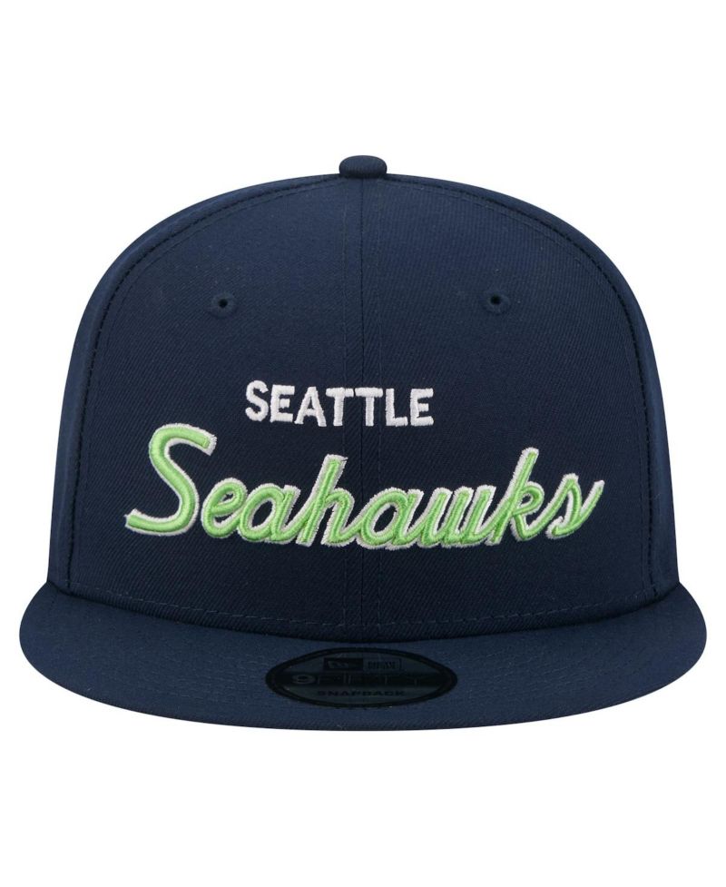 Men's College Navy Seattle Seahawks Core Team Script 9FIFTY Snapback Hat