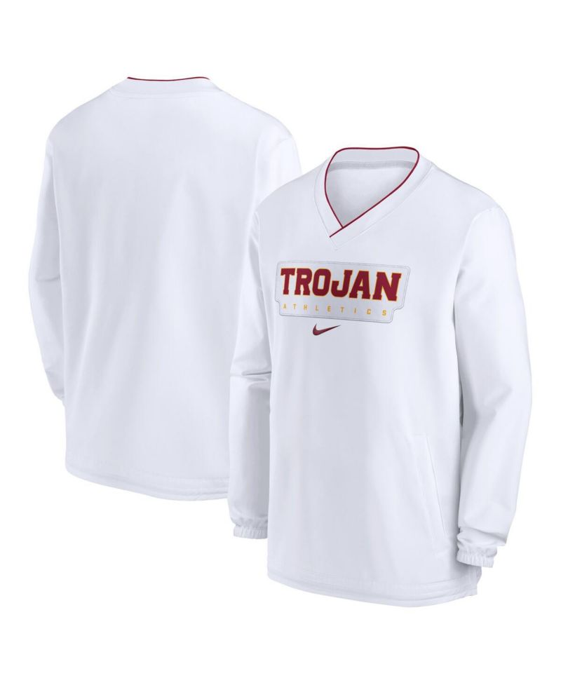 Men's White USC Trojans 2024 Sideline Pullover Windshirt