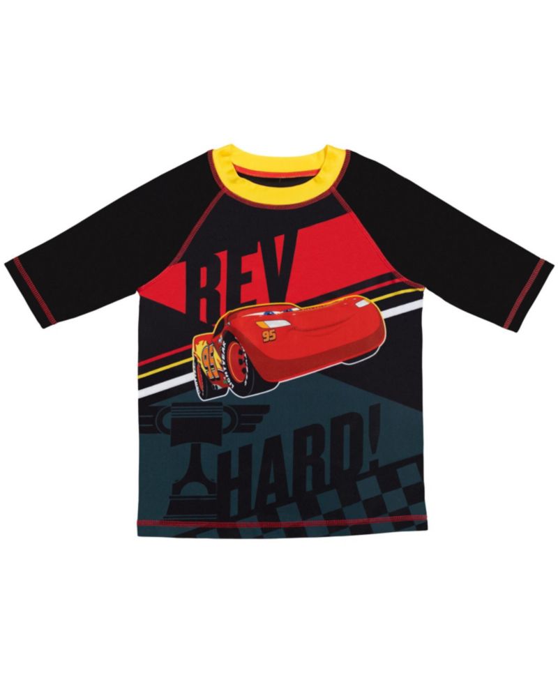 Boys Disney Pixar Lightning McQueen Rash Guard and Swim Trunks Outfit Set