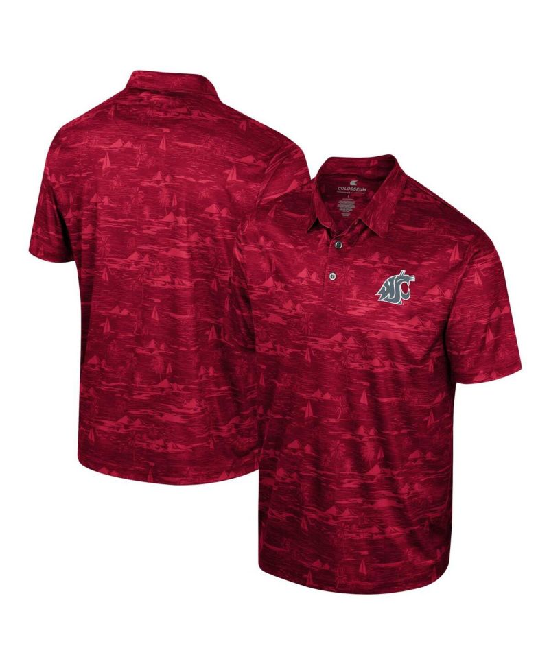 Men's Crimson Washington State Cougars Daly Print Polo Shirt