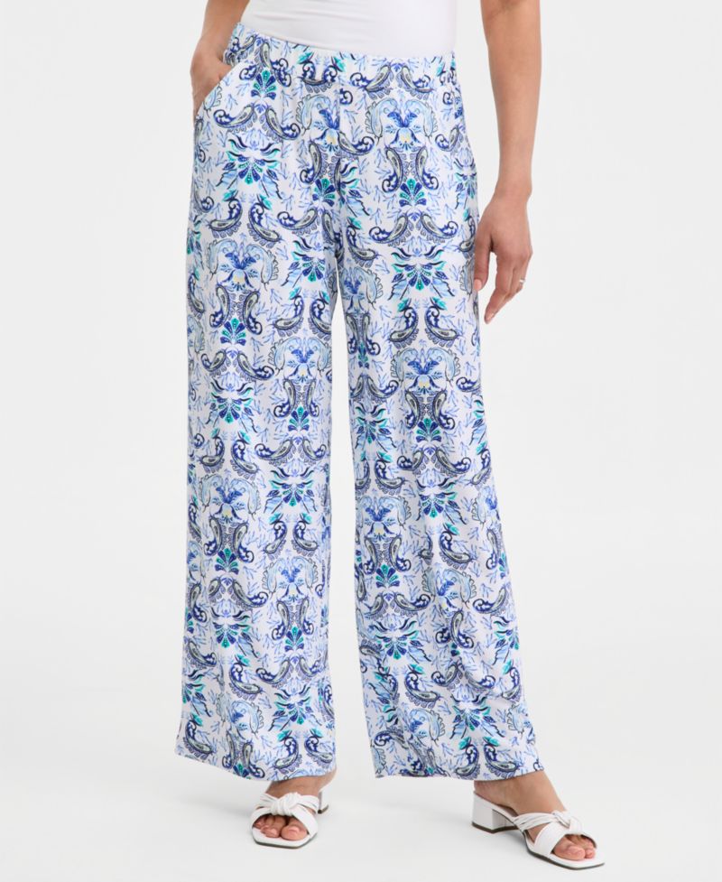 Women's Printed High-Rise Pull-On Pants