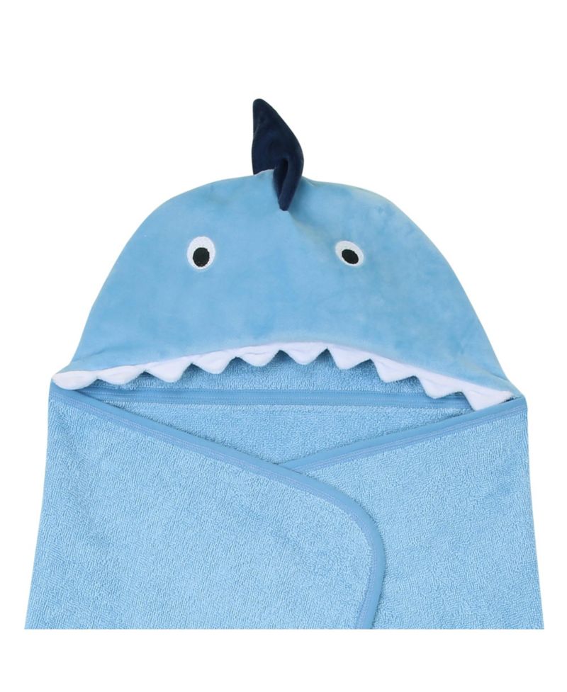 Baby Lambs and Ivy Baby/Infant Luxury Cotton Terry Shark Hooded Bath Towel