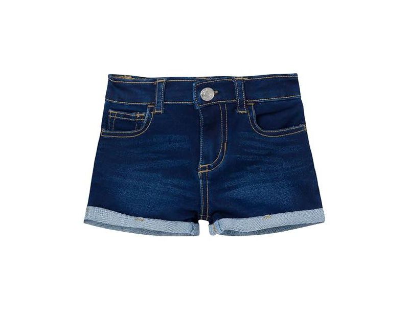 Baby Gender Neutral Cuffed Denim Shorts, Dark Denim Wash