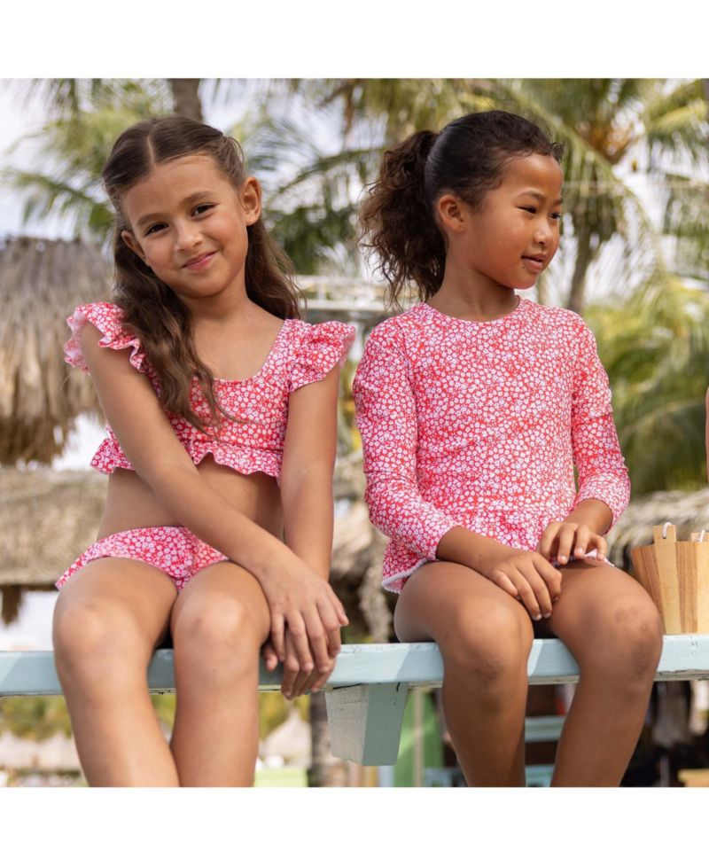 Little Girls Ditsy Bloom Frilled Crop Bikini