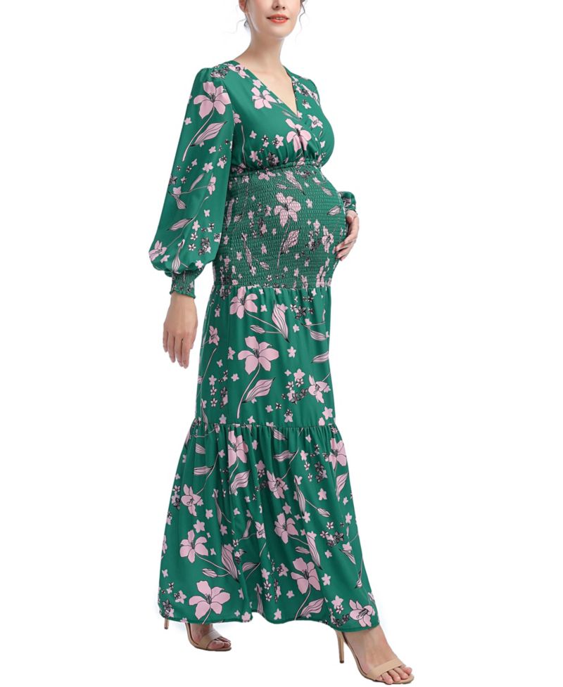 Women's Floral Print Smocked Maxi Dress