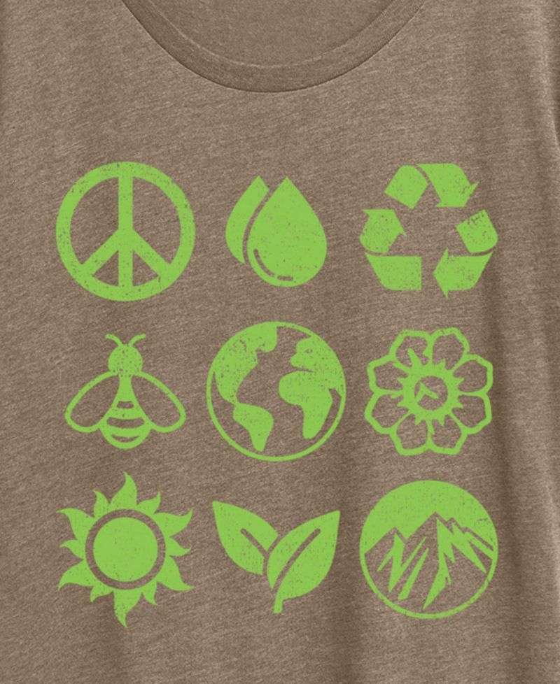 Plus Size Instant Message Earth Day Grid Short-Sleeve Graphic T-Shirt