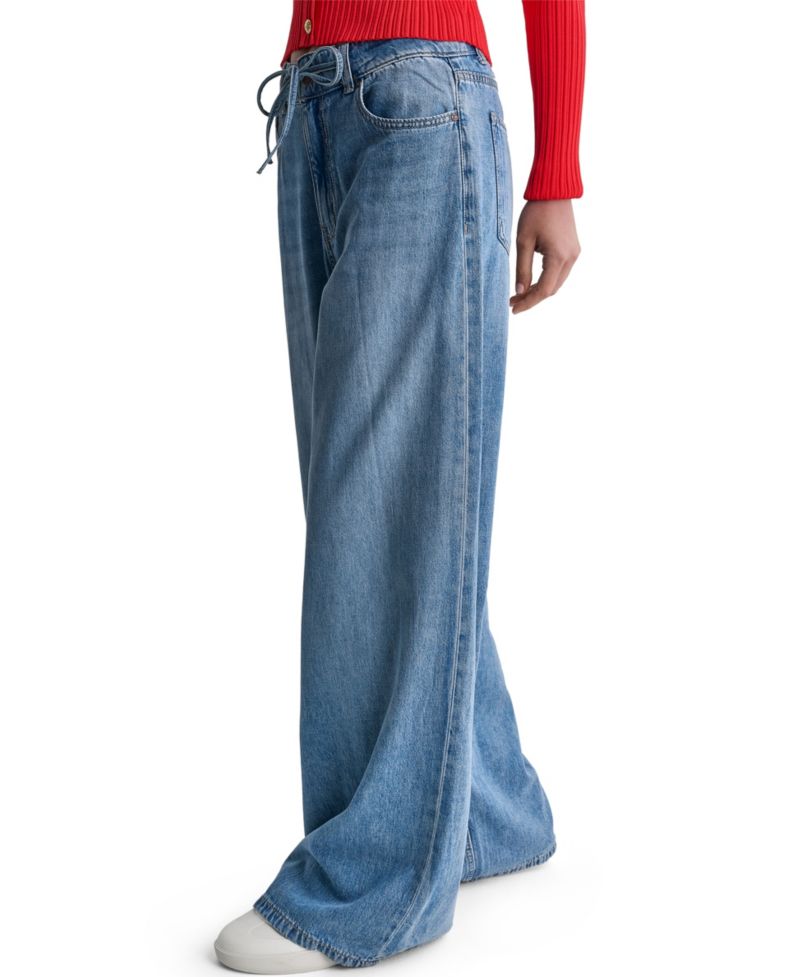 Women's High-Rise Tie-Waist Wide-Leg Jeans