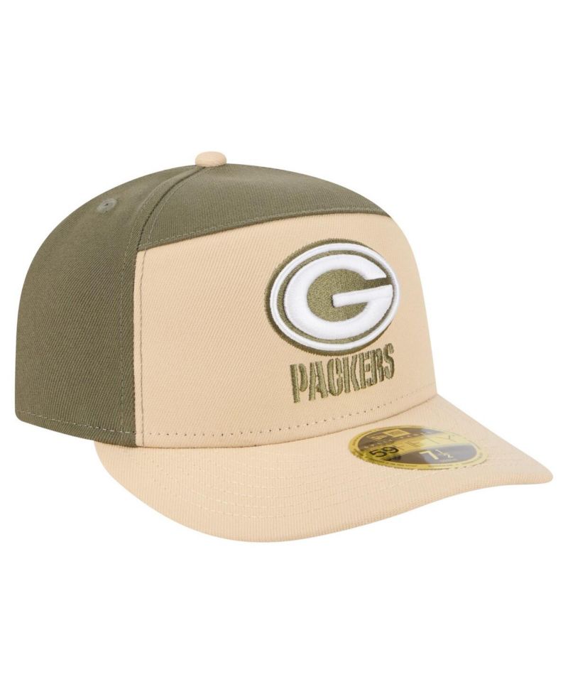 Men's Light Beige/Olive Green Bay Packers Two-Tone Color Pack Split Panel 59FIFTY Fitted Hat
