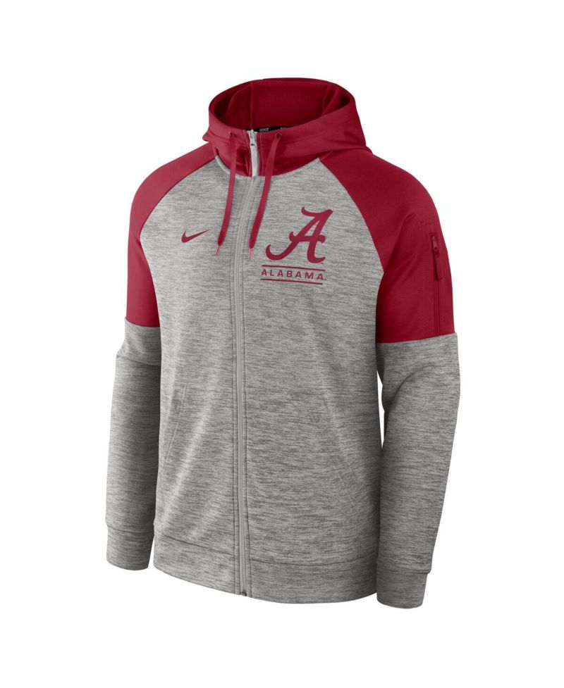 Men's Heather Gray Alabama Crimson Tide Fitness Raglan Performance Full-Zip Hoodie