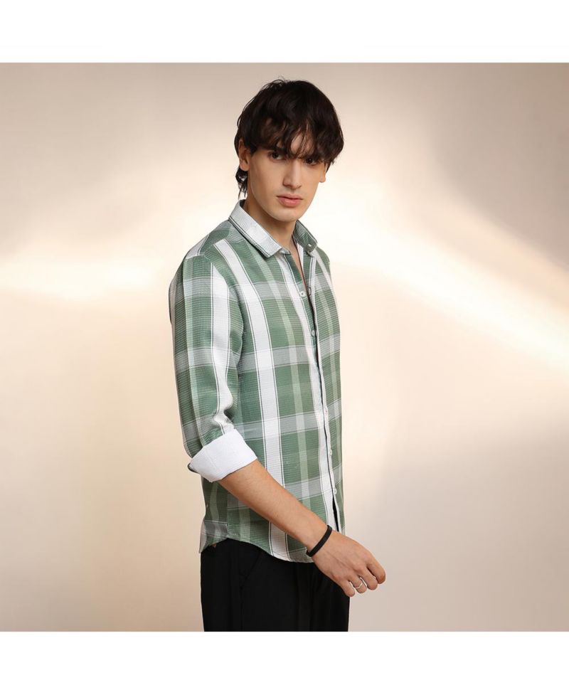 Men's Sage Green Tartan Plaid Shirt