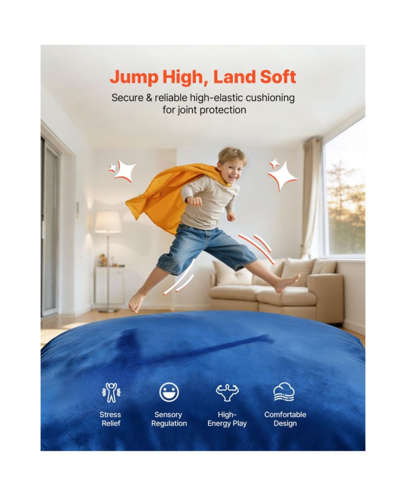 Kids Sensory Crash Pad, 5 x 5 ft Foam Landing Mat with Washable Cover