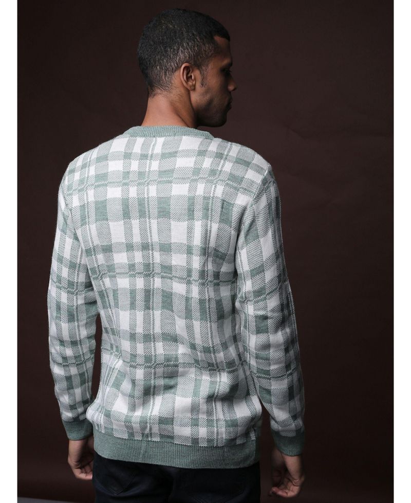 Men's Plaid Crew Neck Sweater