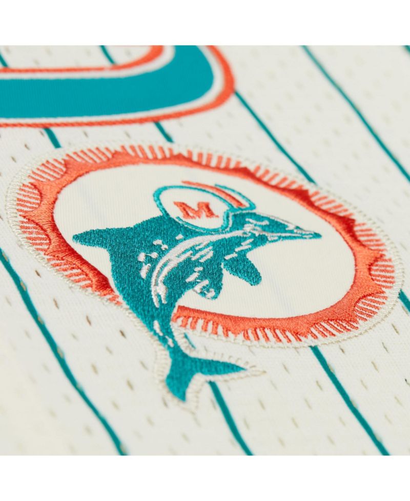 Men's Dan Marino Cream Miami Dolphins Name & Number Mesh Button-Up Baseball Jersey
