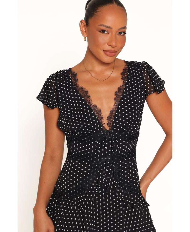 Women's Saint V-Neck Tiered-Ruffle Flutter-Sleeve Mini Dress