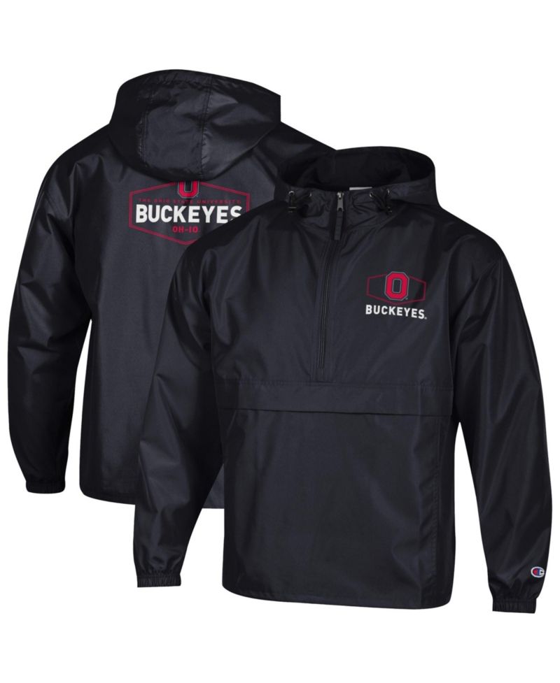 Men's Black Ohio State Buckeyes Delay Packable Half-Zip Jacket