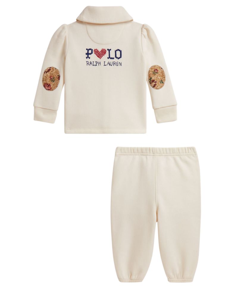 Baby Girls' Logo Fleece Cardigan Long-Sleeve Top and Pants, 2-Piece Set