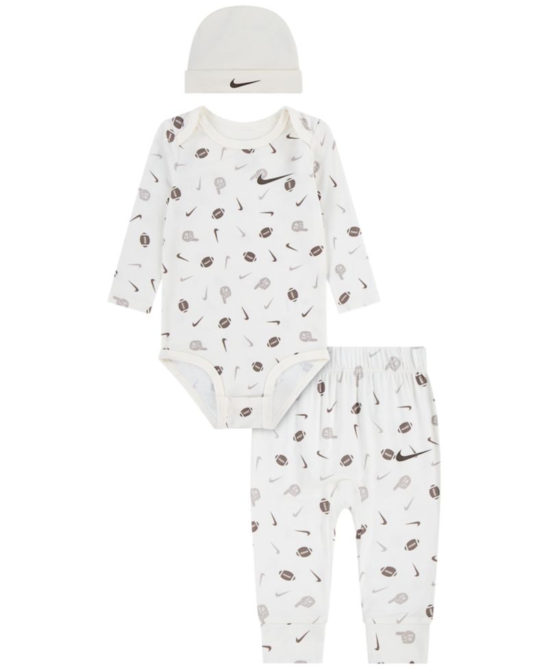 Baby Boys' Readyset Grow Football Long-Sleeve Bodysuit, Pants and Beanie, 3-Piece Set