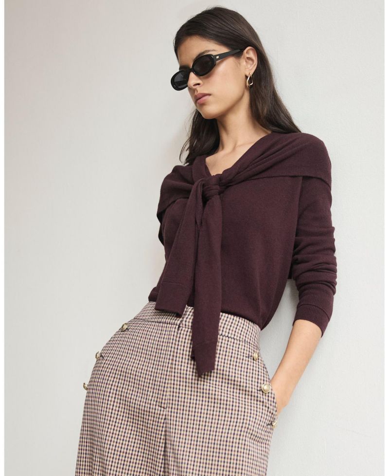 Women's Scarf-Detail Layered-Cuff Cardigan