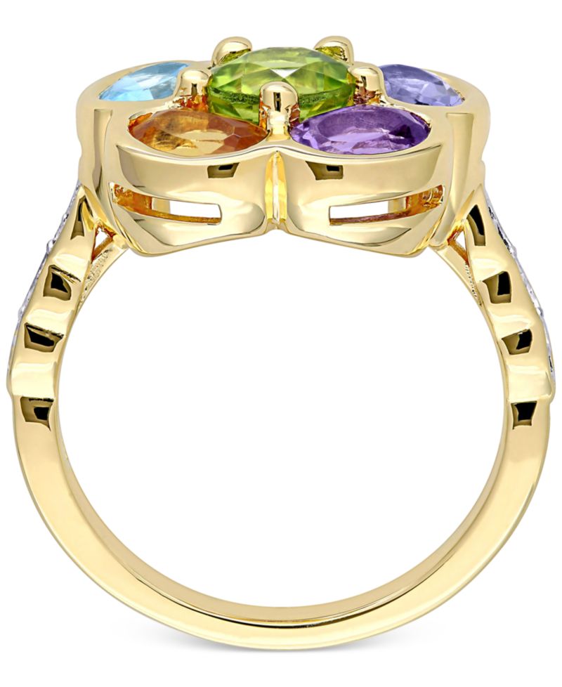 Multi-Gemstone (3-3/8 ct. t.w.) & Diamond (1/20 ct. t.w.) Ring in Gold-Plated Sterling Silver