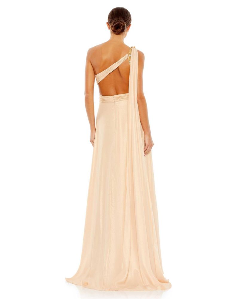 Women's Float One Shoulder Open Back Flowy Gown