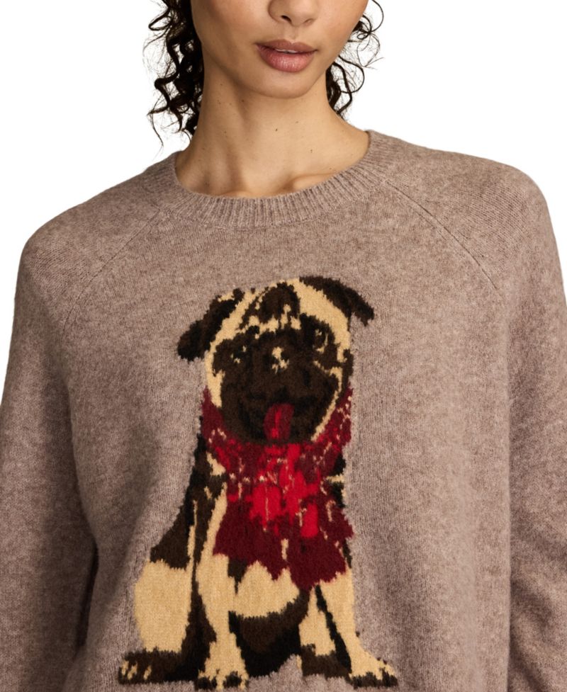 Women's Cloud Soft Pug Crew Neck Sweater