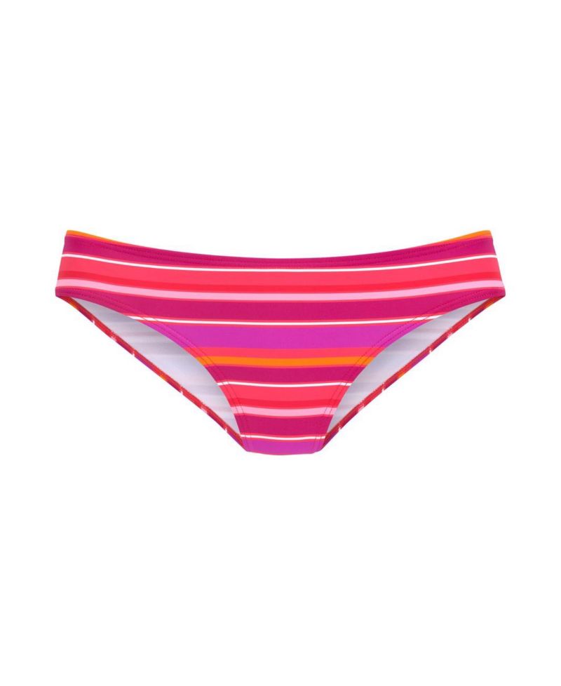 Women's Striped Classic Bikini Mid-Rise Moderate-Coverage Swim Bottom