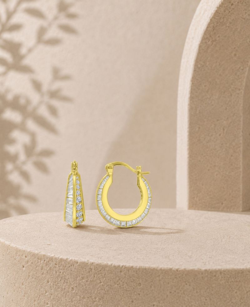 14k Gold-Plated Mixed Shape Hoop Earrings