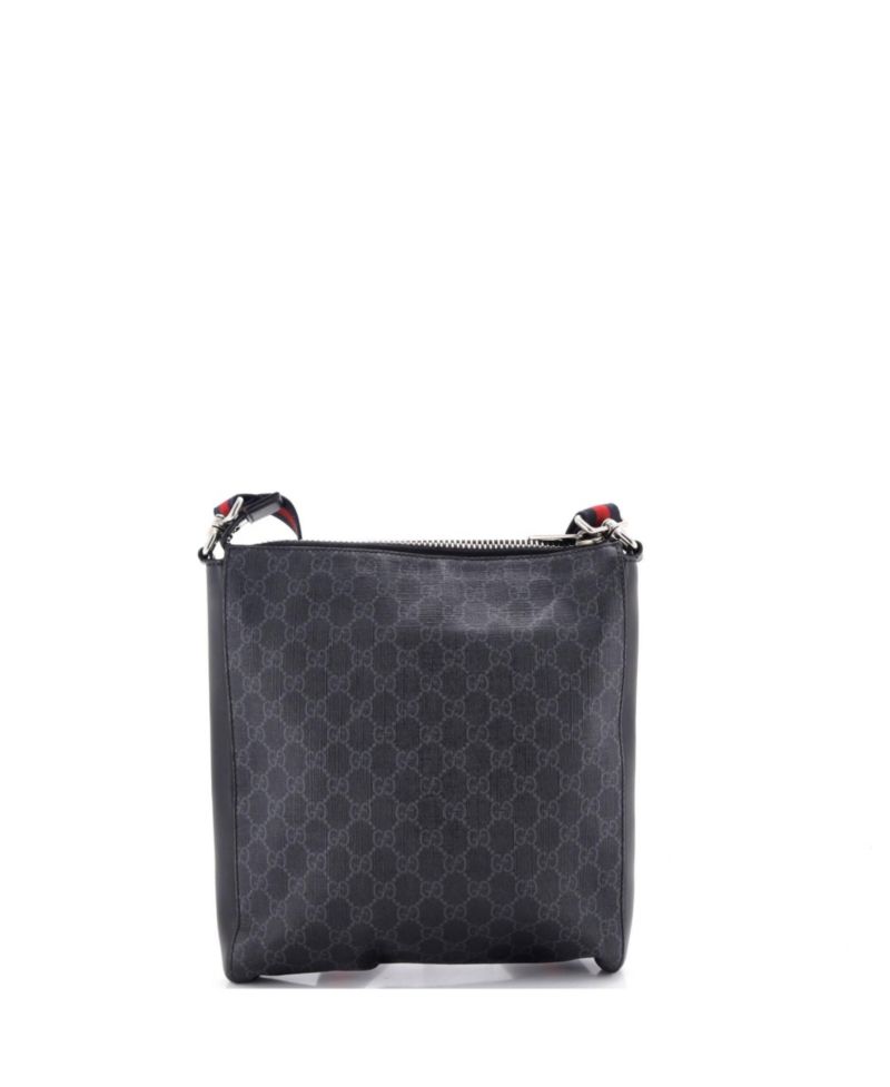 Medium Web Strap Front Zip Messenger Bag GG Coated Canvas