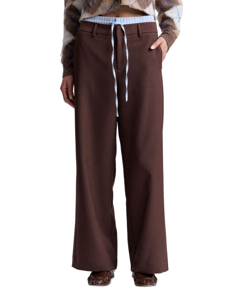 Women's Double-Waistband Wide-Leg Pants