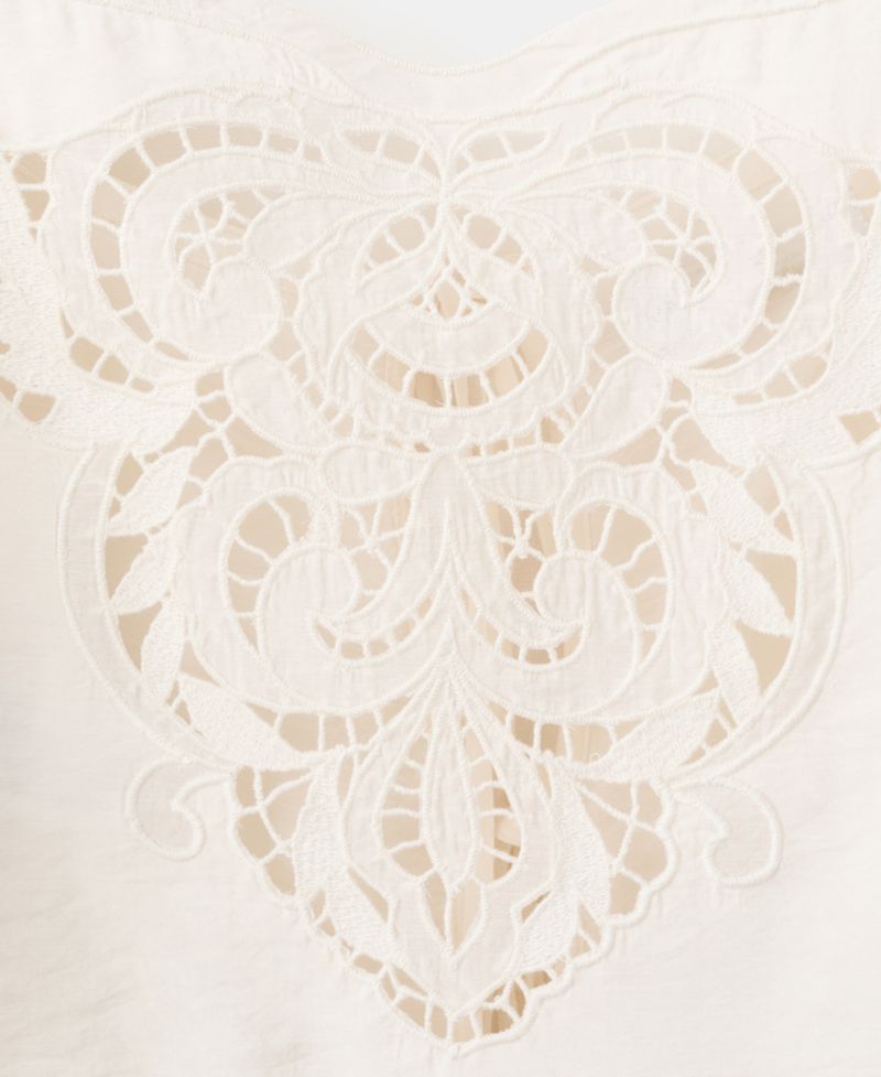 Women's Openwork Embroidery Cropped Blouse