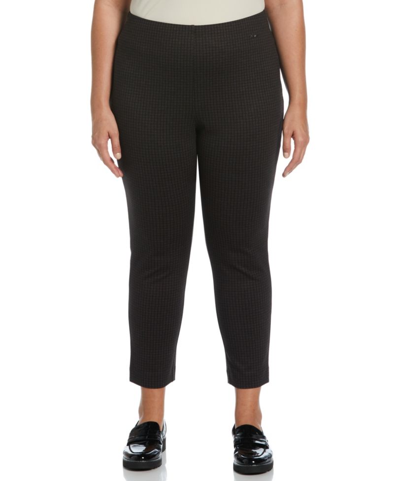 Plus Size Houndstooth Pull On Pants