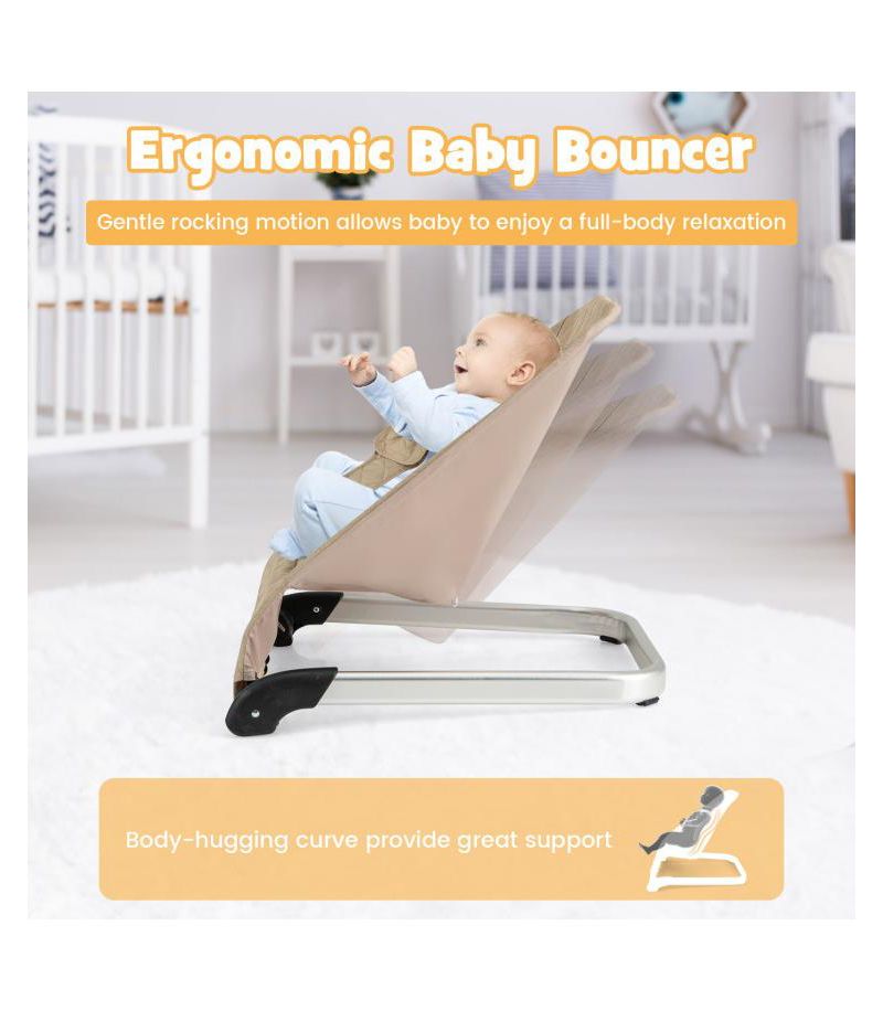 Portable Baby Bouncer Seat with Sturdy Aluminum & Metal Frame for Infants