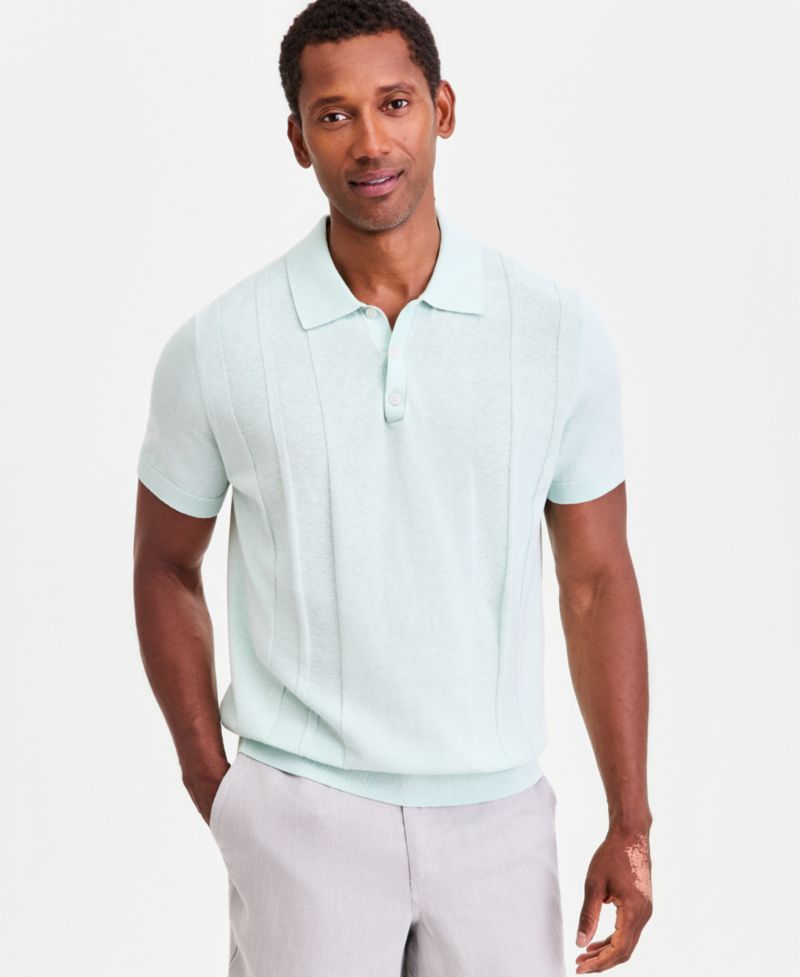 Men's Short-Sleeve Linen and Cotton Engineer Sweater