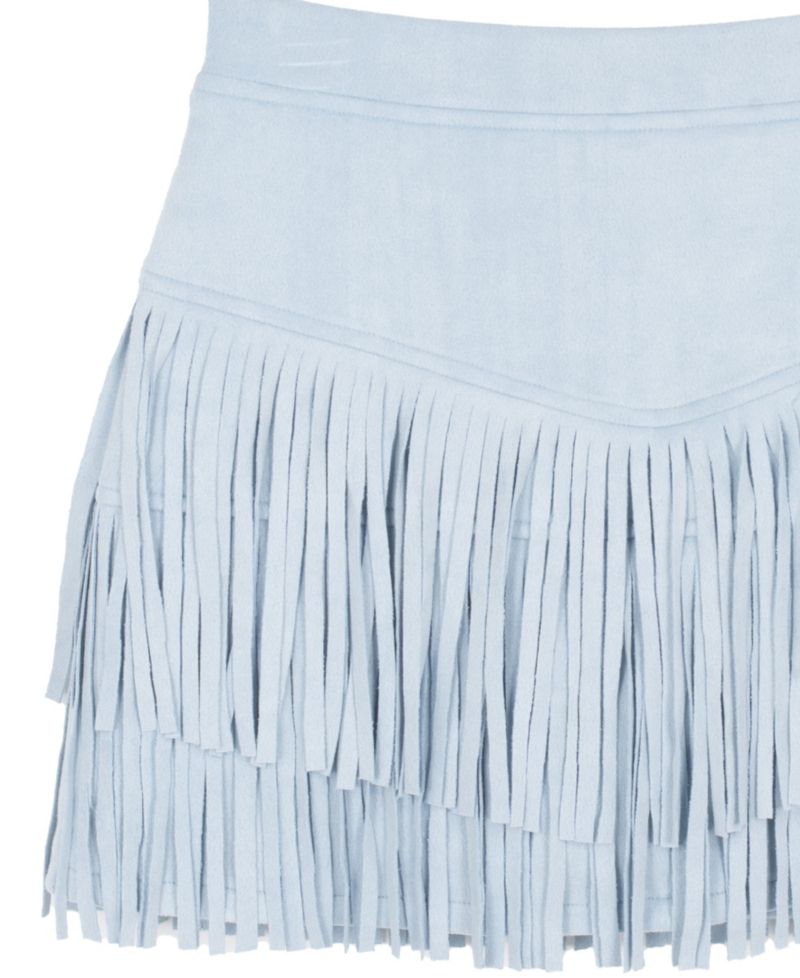 Girls' 7-20 Graphic Fringe Cropped T-Shirt, Skirt, and Necklace, 3-Piece Set