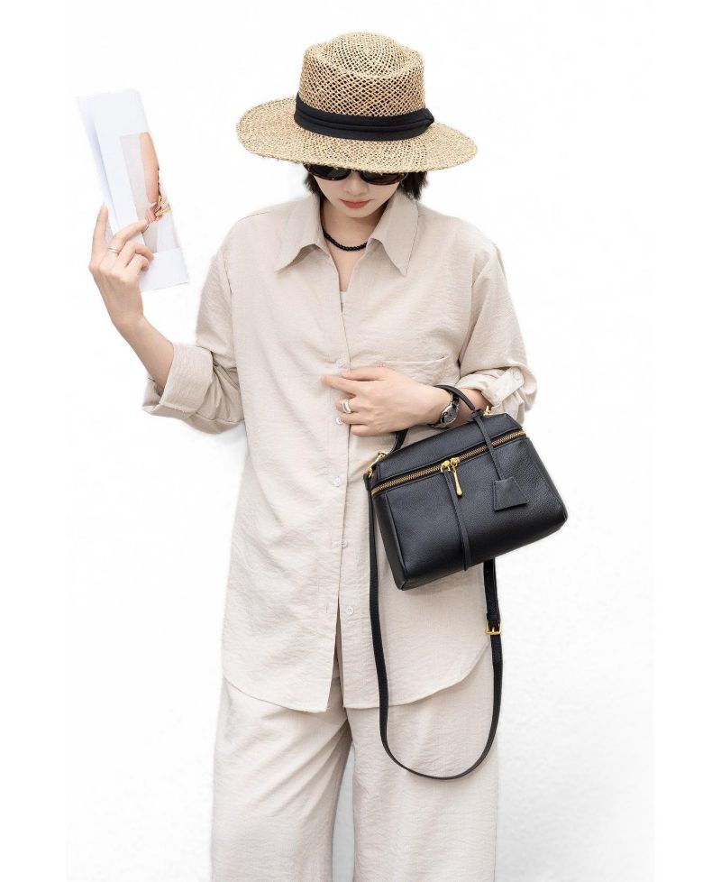 Arden Genuine Leather Top Handle Satchel, Small Crossbody Bag, Structured Shoulder Purse with Adjustable Strap and Zip Closure