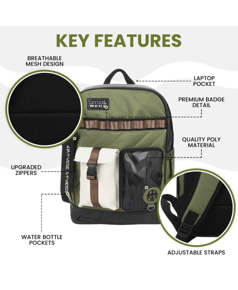 Star Wars The Mandalorian Green 18.5" Backpack