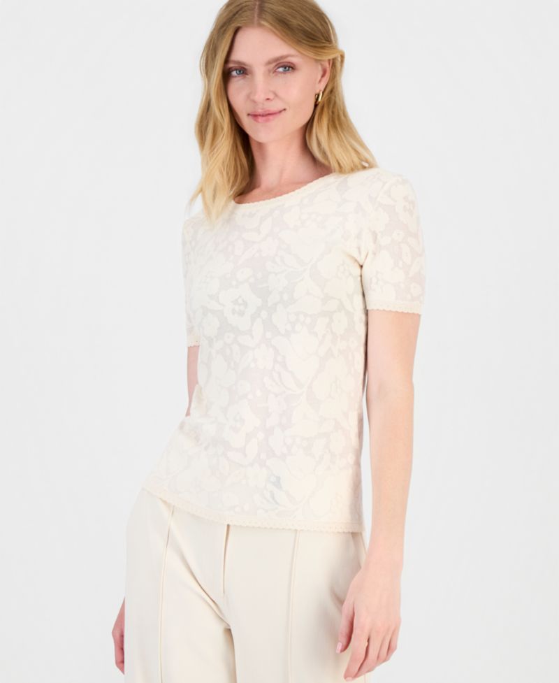 Women's Burnout Floral Crewneck Top