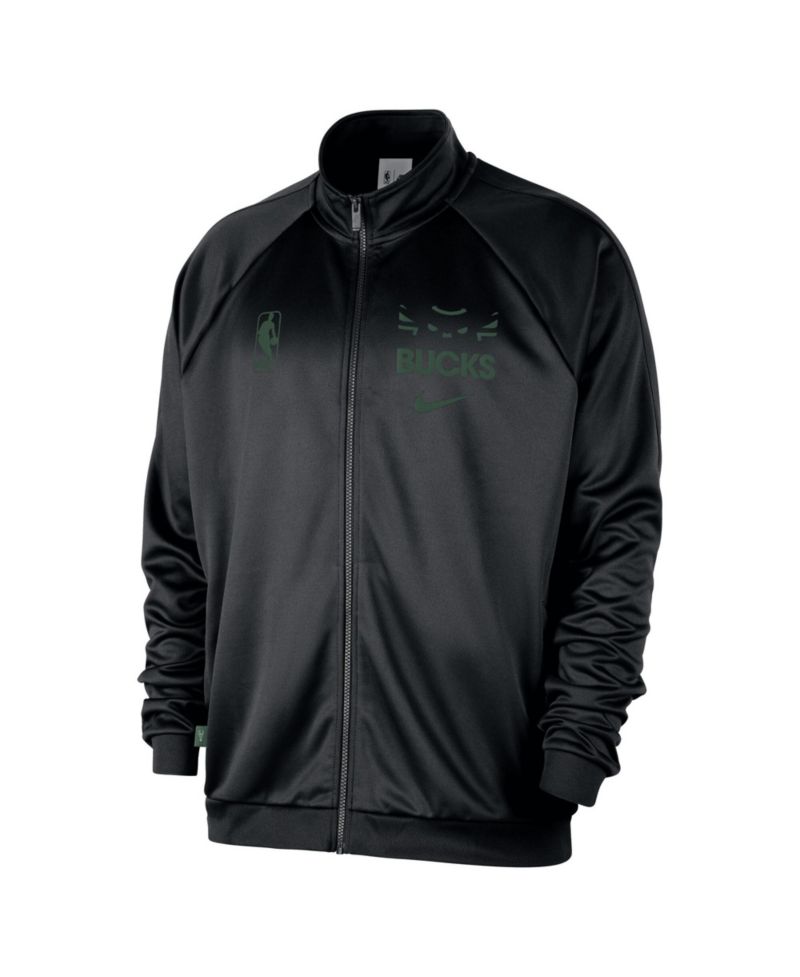 Men's Black Milwaukee Bucks Courtside Pique Club Full-Zip Track Jacket