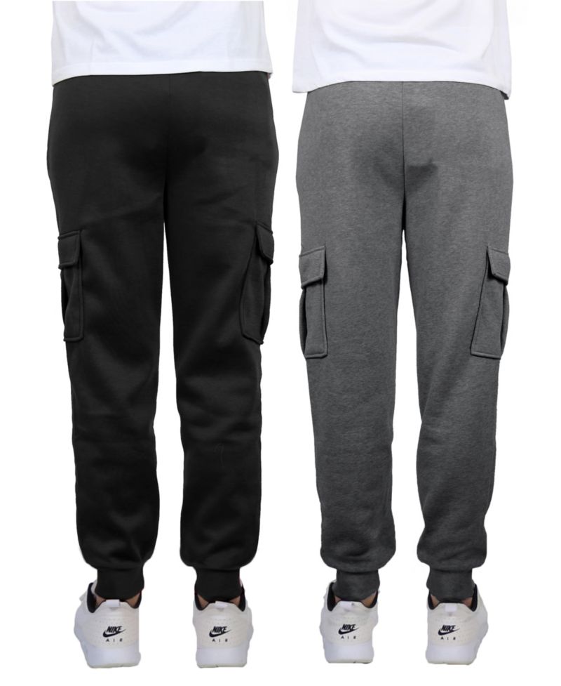 Men's Heavyweight Fleece-Lined Cargo Jogger Sweatpants, Pack of 2