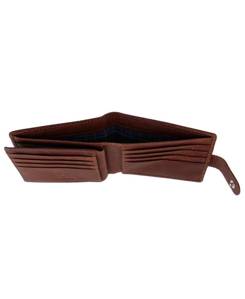 Men's Parker Pebbled Leather Bi-Fold Wallet with ID Window and Fastener