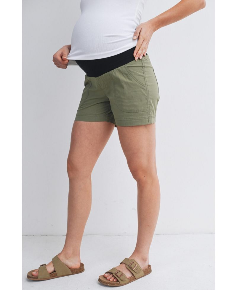 Women's Maternity Over-the-Belly Pull-On Shorts with Pockets