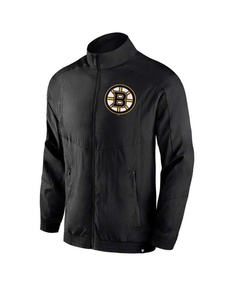 Men's Black Boston Bruins Step Up Crinkle Raglan Full-Zip Windbreaker Jacket