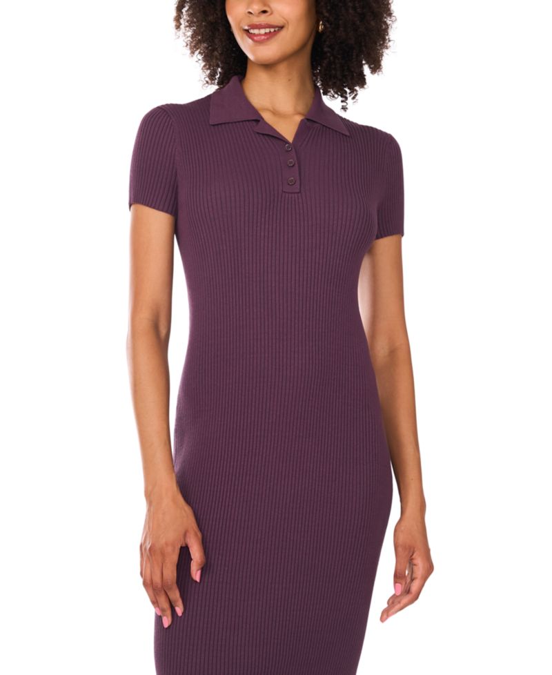 Women's Solid-Color Collar Short-Sleeve Dress