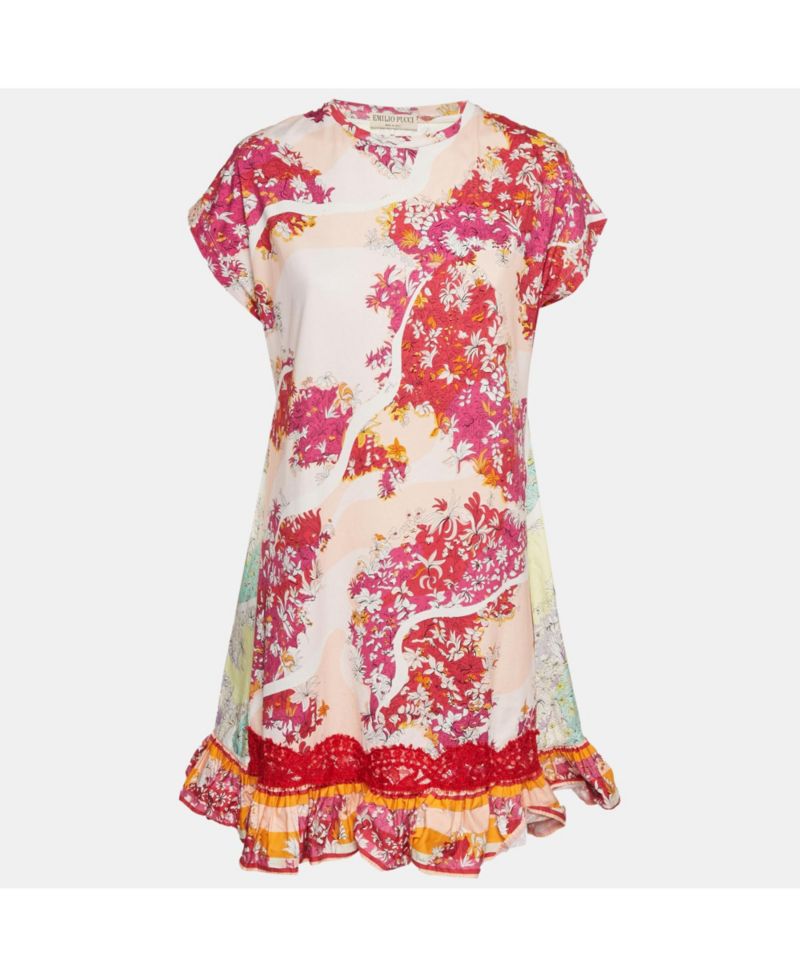 Women's Floral Print Cotton Flounce Mini Dress