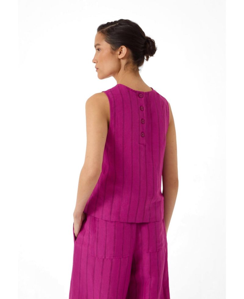 Women's Vera Stripe Linen-Blend Sleeveless Shell Top